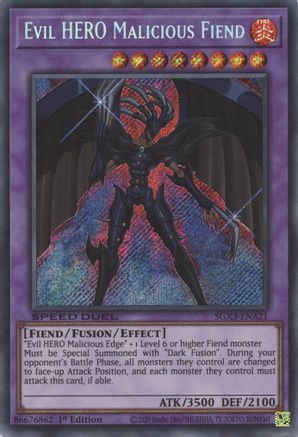 Evil HERO Malicious Fiend (Secret Rare) (SGX3-ENA21) - Speed Duel GX: Duelists of Shadows 1st Edition Speed Duel GX: Duelists of Shadows Yugioh Single  Squirtle Squad Card Shop.