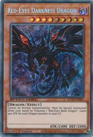 Red-Eyes Darkness Dragon (Secret Rare) (SGX3-ENB01) - Speed Duel GX: Duelists of Shadows 1st Edition Speed Duel GX: Duelists of Shadows Yugioh Single  Squirtle Squad Card Shop.
