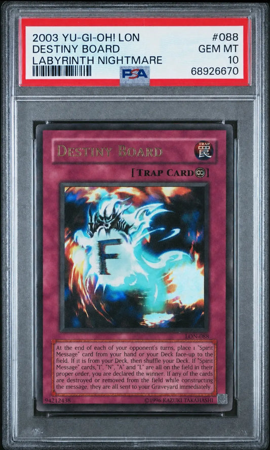 YU-GI-OH - Labyrinth Nightmare - 2003 Destiny Board LON-088 - PSA 10 Squirtle Squad Card Shop.   Squirtle Squad Card Shop.