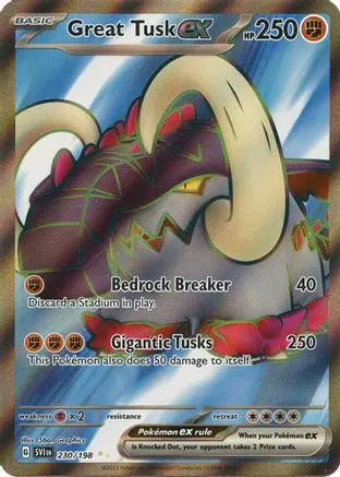 Great Tusk ex 230/198  - Holofoil SV01 Scarlet & Violet Base Set - Ultra Rare SV01: Scarlet & Violet Base Set Pokemon Single  Squirtle Squad Card Shop.