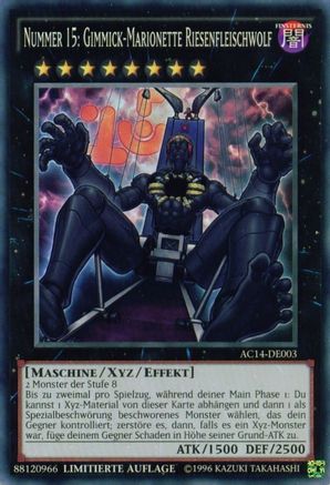 Number 15: Gimmick Puppet Giant Grinder (German) - "Nummer 15: Gimmick-Marionette Riesenfleischwolf" (AC14-DE003) - Advent Calendar 2014 (Adventskalender ZEXAL-Edition) Limited Advent Calendar 2014 (Adventskalender ZEXAL-Edition) Yugioh Single  Squirtle Squad Card Shop.