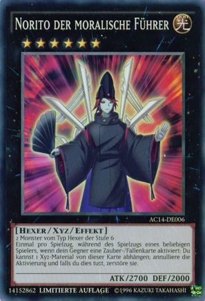 Norito the Moral Leader (German) - "Norito der moralische Führer" (AC14-DE006) - Advent Calendar 2014 (Adventskalender ZEXAL-Edition) Limited Advent Calendar 2014 (Adventskalender ZEXAL-Edition) Yugioh Single  Squirtle Squad Card Shop.