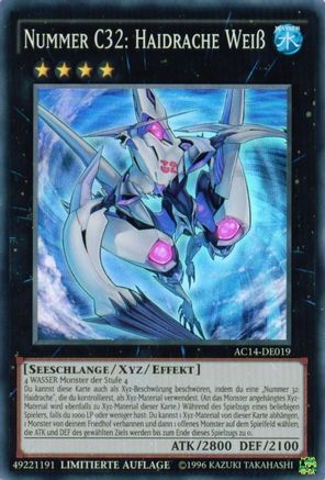 Number C32: Shark Drake Veiss (German) - "Nummer C32: Haidrache Weiß" (AC14-DE019) - Advent Calendar 2014 (Adventskalender ZEXAL-Edition) Limited Advent Calendar 2014 (Adventskalender ZEXAL-Edition) Yugioh Single  Squirtle Squad Card Shop.