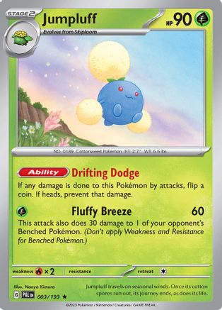 Jumpluff 003  - Reverse Holofoil SV02 Paldea Evolved - Rare SV02: Paldea Evolved Pokemon Single  Squirtle Squad Card Shop.