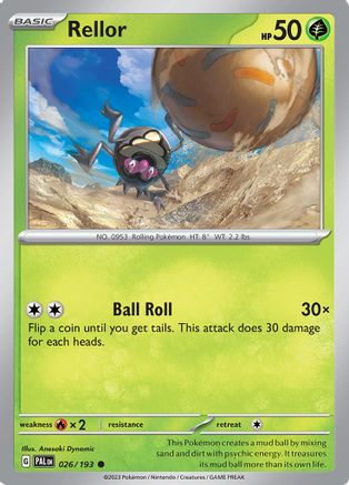Rellor 026/193  - Reverse Holofoil SV02 Paldea Evolved - Common SV02: Paldea Evolved Pokemon Single  Squirtle Squad Card Shop.