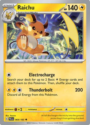 Raichu 064/193  SV02 Paldea Evolved - Uncommon SV02: Paldea Evolved Pokemon Single  Squirtle Squad Card Shop.