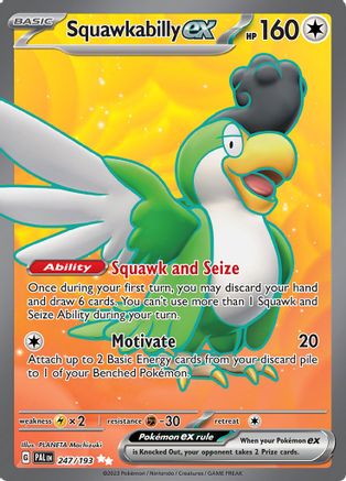 Squawkabilly ex 247/193  - Holofoil SV02 Paldea Evolved - Ultra Rare SV02: Paldea Evolved Pokemon Single  Squirtle Squad Card Shop.