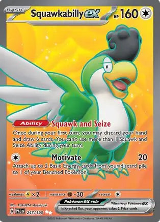 Squawkabilly ex 247/193  - Holofoil SV02 Paldea Evolved - Ultra Rare SV02: Paldea Evolved Pokemon Single  Squirtle Squad Card Shop.