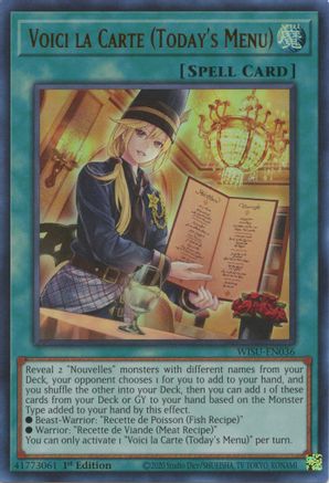 Voici la Carte (Today's Menu) (WISU-EN036) - Wild Survivors 1st Edition Wild Survivors Yugioh Single  Squirtle Squad Card Shop.