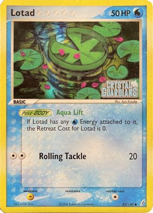Lotad - 055/100 (EX Crystal Guardians Reverse Holofoil)/100  - Reverse Holofoil Crystal Guardians - Common Crystal Guardians Pokemon Single  Squirtle Squad Card Shop.