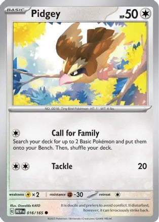 Pidgey 016  - Reverse Holofoil SV Scarlet & Violet 151 - Common