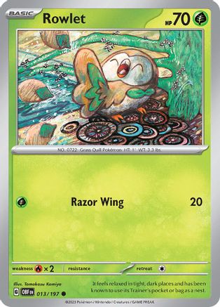 Rowlet 013  SV03 Obsidian Flames - Common SV03: Obsidian Flames Pokemon Single  Squirtle Squad Card Shop.