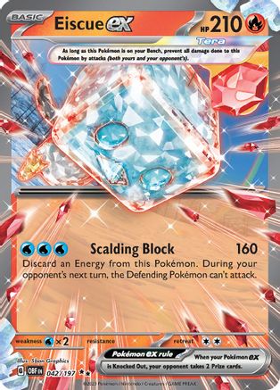 Eiscue ex 042  - Holofoil SV03 Obsidian Flames - Double Rare SV03: Obsidian Flames Pokemon Single  Squirtle Squad Card Shop.