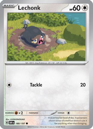 Lechonk 180/197  SV03 Obsidian Flames - Common SV03: Obsidian Flames Pokemon Single  Squirtle Squad Card Shop.