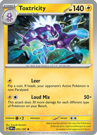 Toxtricity 072  - Holofoil SV03 Obsidian Flames - Rare SV03: Obsidian Flames Pokemon Single  Squirtle Squad Card Shop.