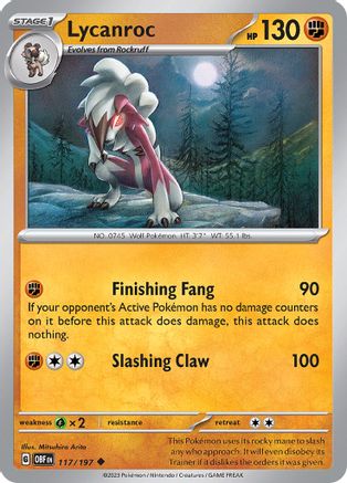 Lycanroc 117  - Reverse Holofoil SV03 Obsidian Flames - Uncommon SV03: Obsidian Flames Pokemon Single  Squirtle Squad Card Shop.