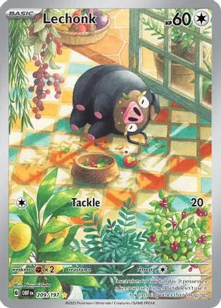 Lechonk 209/197  - Holofoil SV03 Obsidian Flames - Illustration Rare