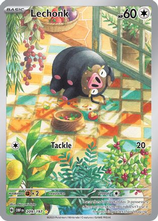 Lechonk 209/197  - Holofoil SV03 Obsidian Flames - Illustration Rare SV03: Obsidian Flames Pokemon Single  Squirtle Squad Card Shop.