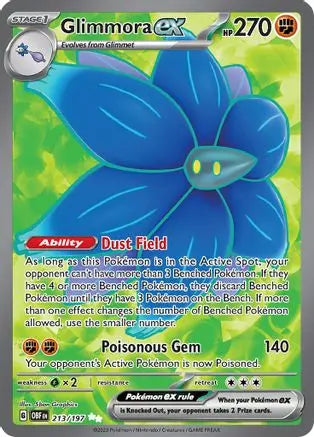 Glimmora ex 213/197  - Holofoil SV03 Obsidian Flames - Ultra Rare SV03: Obsidian Flames Pokemon Single  Squirtle Squad Card Shop.