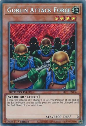Goblin Attack Force (Secret Rare) (SBC1-ENI06) - Speed Duel: Streets of Battle City 1st Edition Speed Duel: Streets of Battle City Yugioh Single  Squirtle Squad Card Shop.