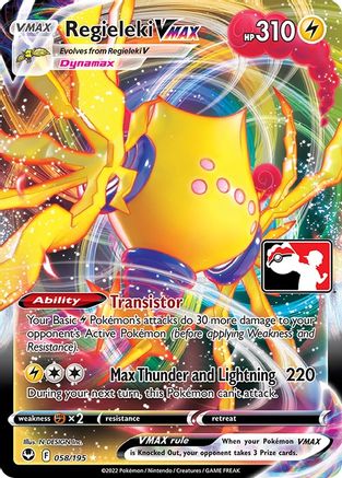 Regieleki VMAX 058/195  - Holofoil Prize Pack Series Cards - Ultra Rare Prize Pack Series Cards Pokemon Single  Squirtle Squad Card Shop.