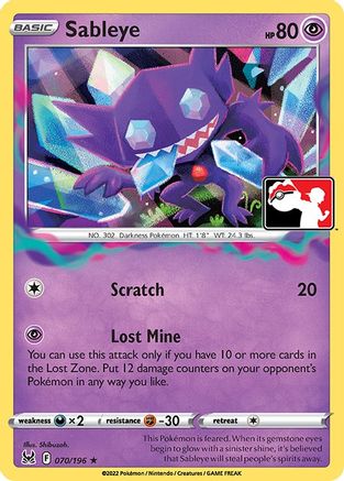 Sableye 070  - Holofoil Prize Pack Series Cards - Rare Prize Pack Series Cards Pokemon Single  Squirtle Squad Card Shop.