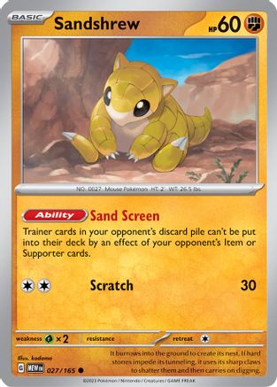 Sandshrew 027  SV Scarlet & Violet 151 - Common SV: Scarlet & Violet 151 Pokemon Single  Squirtle Squad Card Shop.