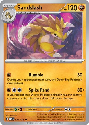 Sandslash 028  - Reverse Holofoil SV Scarlet & Violet 151 - Uncommon SV: Scarlet & Violet 151 Pokemon Single  Squirtle Squad Card Shop.