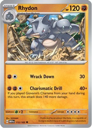 Rhydon 112  - Reverse Holofoil SV Scarlet & Violet 151 - Uncommon SV: Scarlet & Violet 151 Pokemon Single  Squirtle Squad Card Shop.