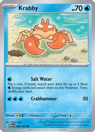 Krabby 098  - Reverse Holofoil SV Scarlet & Violet 151 - Common SV: Scarlet & Violet 151 Pokemon Single  Squirtle Squad Card Shop.