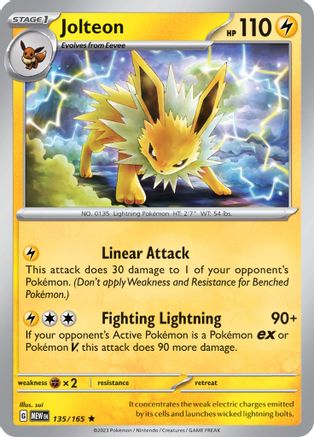 Jolteon 135  - Reverse Holofoil SV Scarlet & Violet 151 - Rare SV: Scarlet & Violet 151 Pokemon Single  Squirtle Squad Card Shop.