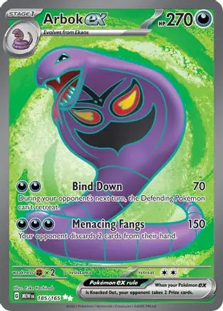 Arbok ex 185/165  - Holofoil SV Scarlet & Violet 151 - Ultra Rare SV: Scarlet & Violet 151 Pokemon Single  Squirtle Squad Card Shop.