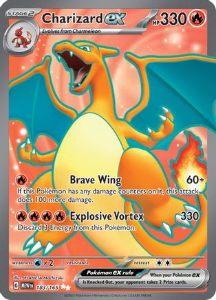 Charizard ex 183/165  - Holofoil SV Scarlet & Violet 151 - Ultra Rare SV: Scarlet & Violet 151 Pokemon Single  Squirtle Squad Card Shop.