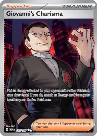 Giovanni's Charisma 197/165  - Holofoil SV Scarlet & Violet 151 - Ultra Rare SV: Scarlet & Violet 151 Pokemon Single  Squirtle Squad Card Shop.