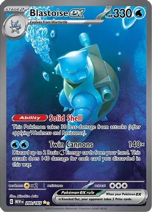 Blastoise ex 200/165  - Holofoil SV Scarlet & Violet 151 - Special Illustration Rare SV: Scarlet & Violet 151 Pokemon Single  Squirtle Squad Card Shop.