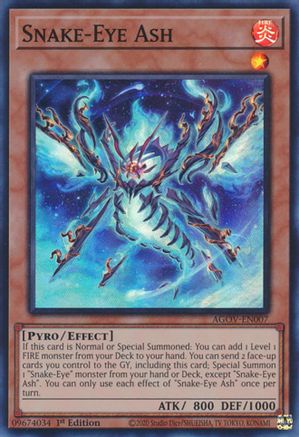 Snake-Eye Ash (AGOV-EN007) - Age of Overlord 1st Edition Age of Overlord Yugioh Single  Squirtle Squad Card Shop.