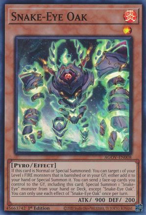 Snake-Eye Oak (AGOV-EN008) - Age of Overlord 1st Edition Age of Overlord Yugioh Single  Squirtle Squad Card Shop.