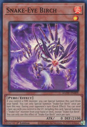 Snake-Eye Birch (AGOV-EN009) - Age of Overlord 1st Edition Age of Overlord Yugioh Single  Squirtle Squad Card Shop.