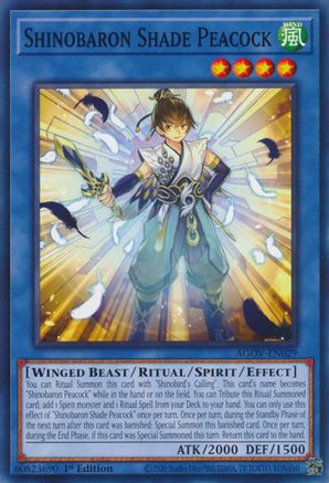 Shinobaron Shade Peacock (AGOV-EN029) - Age of Overlord 1st Edition Age of Overlord Yugioh Single  Squirtle Squad Card Shop.