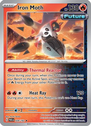 Iron Moth 028/182  - Holofoil SV04 Paradox Rift - Rare SV04: Paradox Rift Pokemon Single  Squirtle Squad Card Shop.