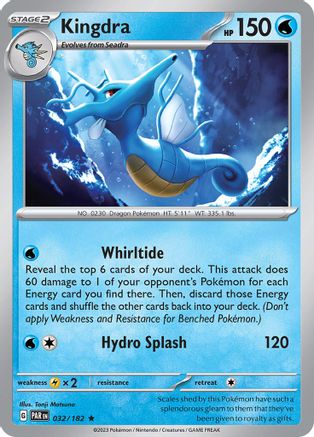 Kingdra 032  - Reverse Holofoil SV04 Paradox Rift - Rare SV04: Paradox Rift Pokemon Single  Squirtle Squad Card Shop.