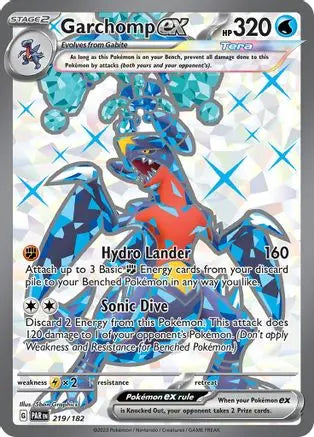 Garchomp ex 219/182  - Holofoil SV04 Paradox Rift - Ultra Rare SV04: Paradox Rift Pokemon Single  Squirtle Squad Card Shop.