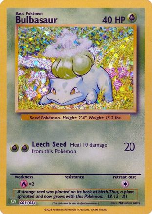 Bulbasaur 001  - Holofoil Trading Card Game Classic - Classic Collection Trading Card Game Classic Pokemon Single  Squirtle Squad Card Shop.