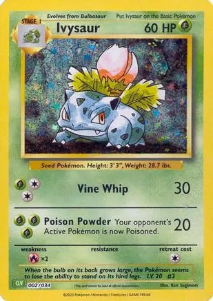 Ivysaur 002  - Holofoil Trading Card Game Classic - Classic Collection Trading Card Game Classic Pokemon Single  Squirtle Squad Card Shop.