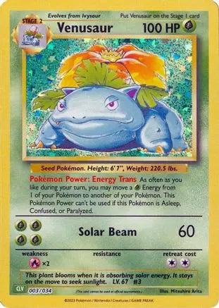 Venusaur 003  - Holofoil Trading Card Game Classic - Classic Collection Trading Card Game Classic Pokemon Single  Squirtle Squad Card Shop.