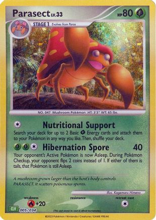 Parasect 005  - Holofoil Trading Card Game Classic - Classic Collection Trading Card Game Classic Pokemon Single  Squirtle Squad Card Shop.