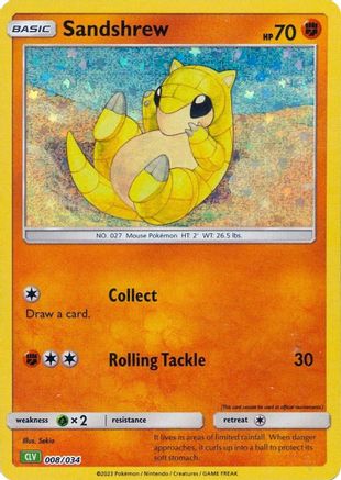 Sandshrew 008 (H) - Trading Card Game Classic - CC