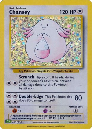 Chansey 015 - Holofoil Trading Card Game Classic - Classic Collection