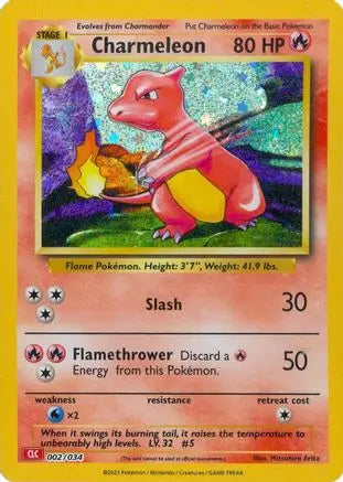 Charmeleon 002  - Holofoil Trading Card Game Classic - Classic Collection Trading Card Game Classic Pokemon Single  Squirtle Squad Card Shop.