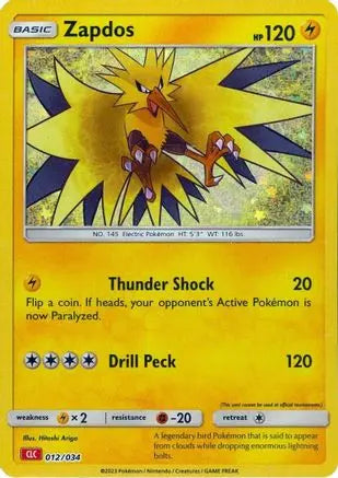 Zapdos 012  - Holofoil Trading Card Game Classic - Classic Collection Trading Card Game Classic Pokemon Single  Squirtle Squad Card Shop.